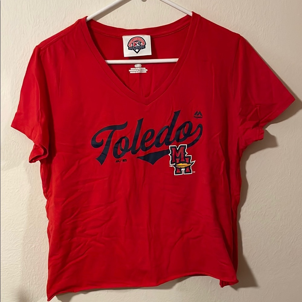 Red Toledo V-Neck Women's Top